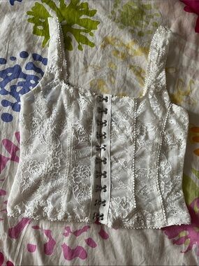 Princess Polly White Lace Hook-Front Corset Top